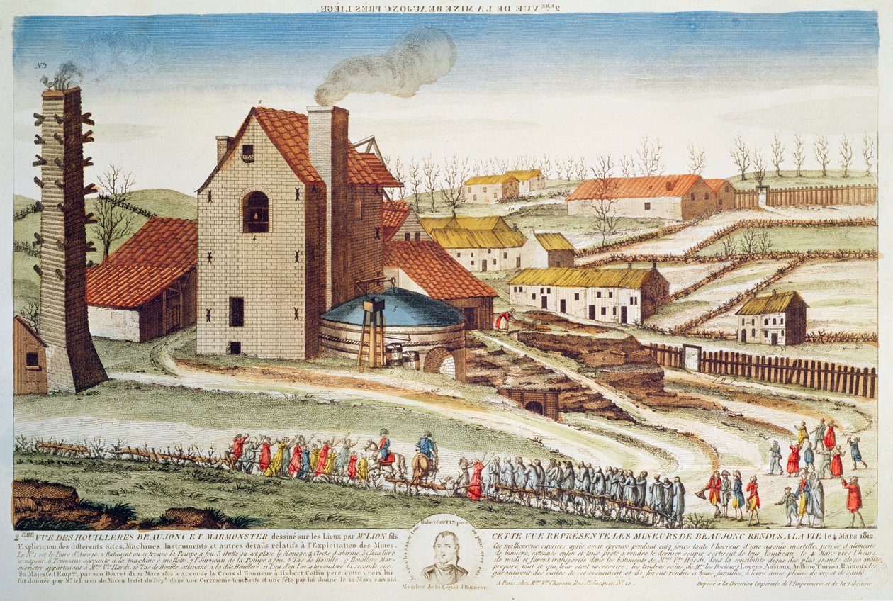 Liègen lähellä sijaitsevan Beaujoncin hiilikaivoksen katastrofi, 1812 tekijältä French School