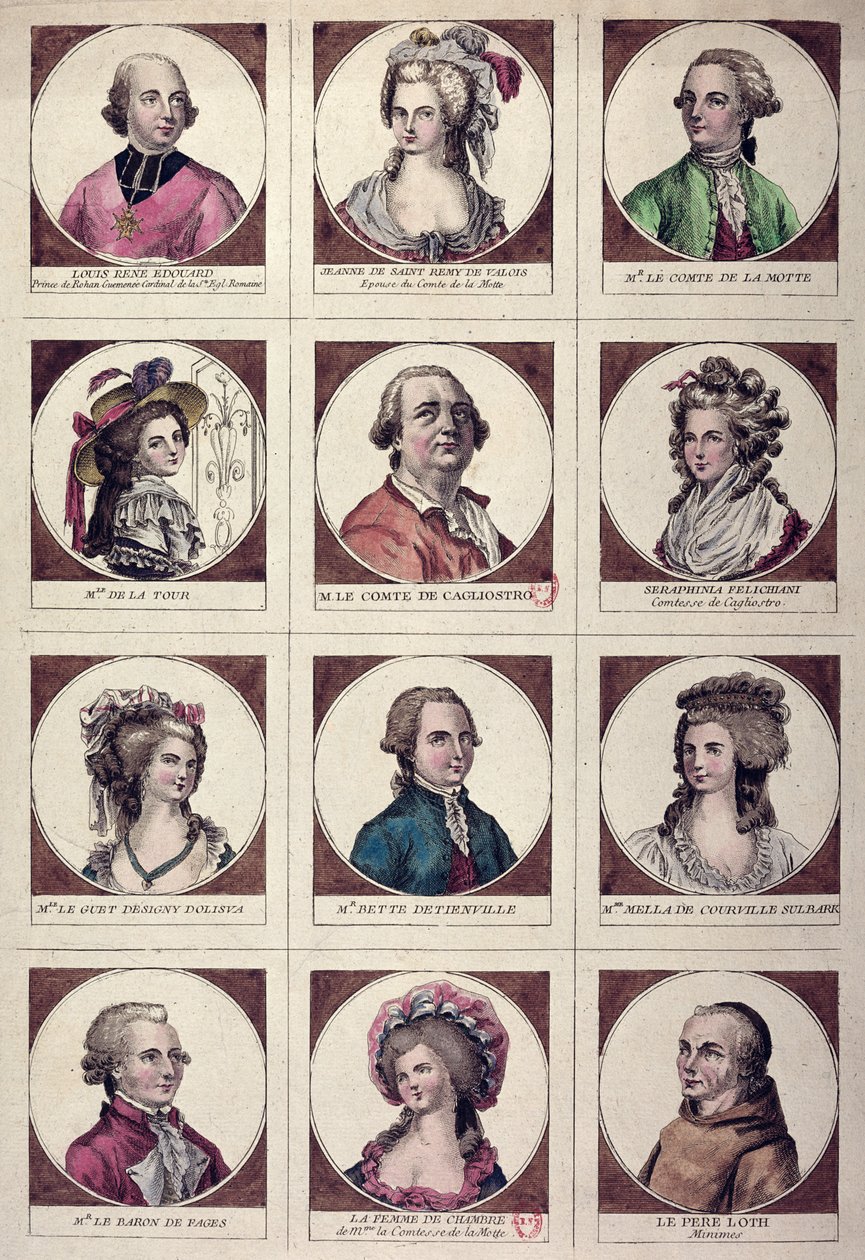 Päähenkilöt, jotka osallistuivat Collier de la Reinen tapaukseen 17856 tekijältä French School