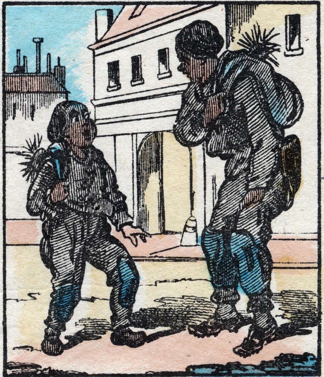 Nuohoaja. Kaiverrus "" La chanson des metier"". Epinaalinen kuvantaminen, 1800-luvun loppu. Yksityinen kokoelma tekijältä French School