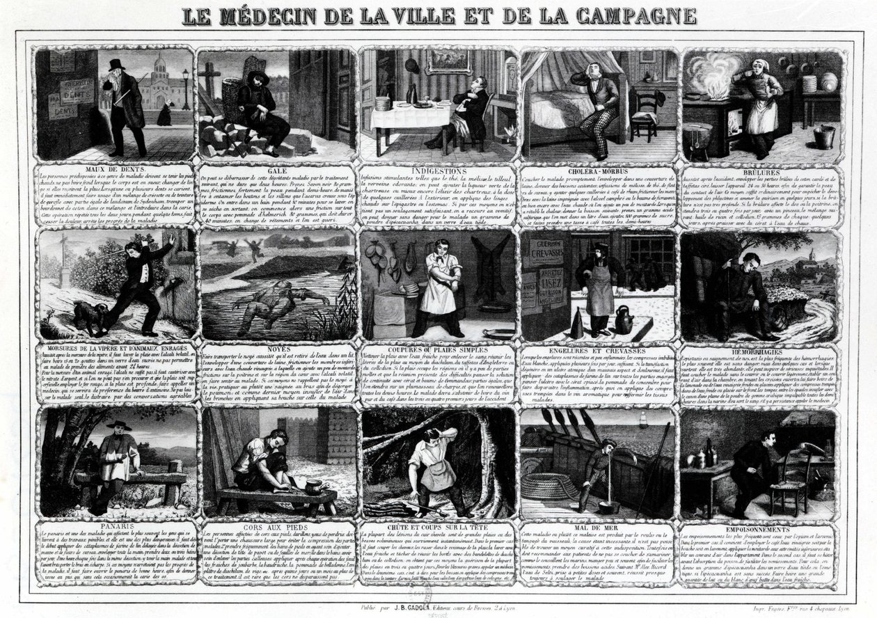 Kaupungin ja maaseudun lääkäri ja niiden erilaiset potilaat, julkaissut J.B. Gadolachez Cours de Brosses Lyonissa, 19. päivän lopulla. ¿ tekijältä French School