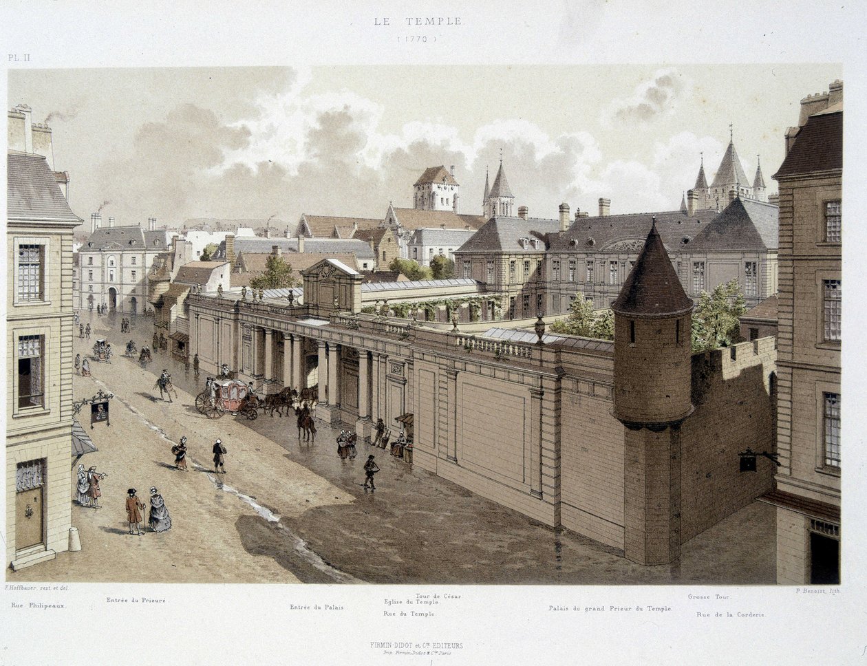Sisäänkäynti Palaisiin vuonna 1770 - "Pariisissa kautta aikojen: temppeli ja rue Royale", 1800-luvun loppu tekijältä French School