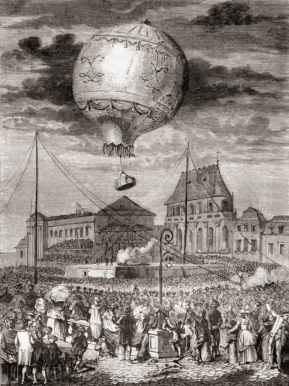 Montgolfier-veljesten lento Aérostat Réveillonilla 19. syyskuuta 1783 Versailles
