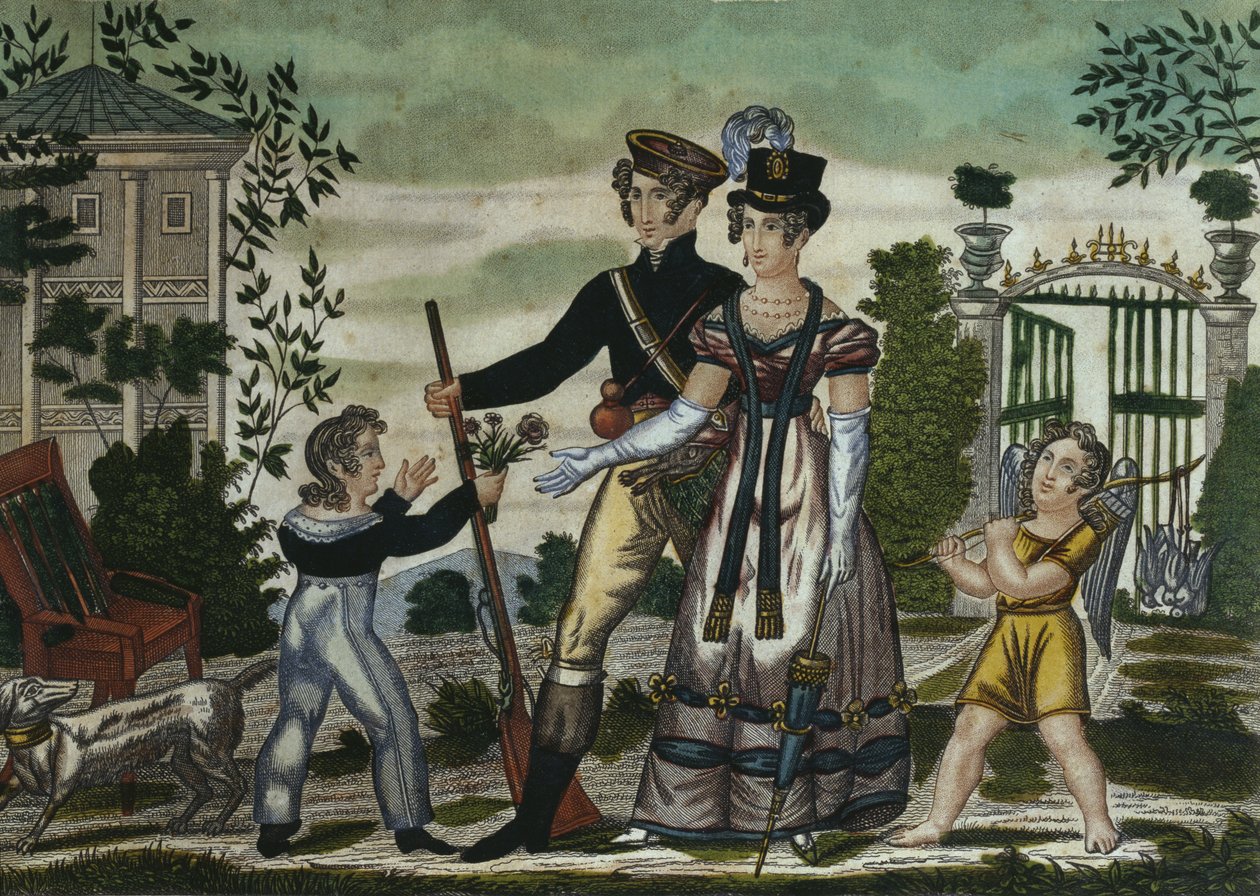 Metsästäjät palaavat, levy 4, 1800-luvun alku (värikaiverrus) tekijältä French School