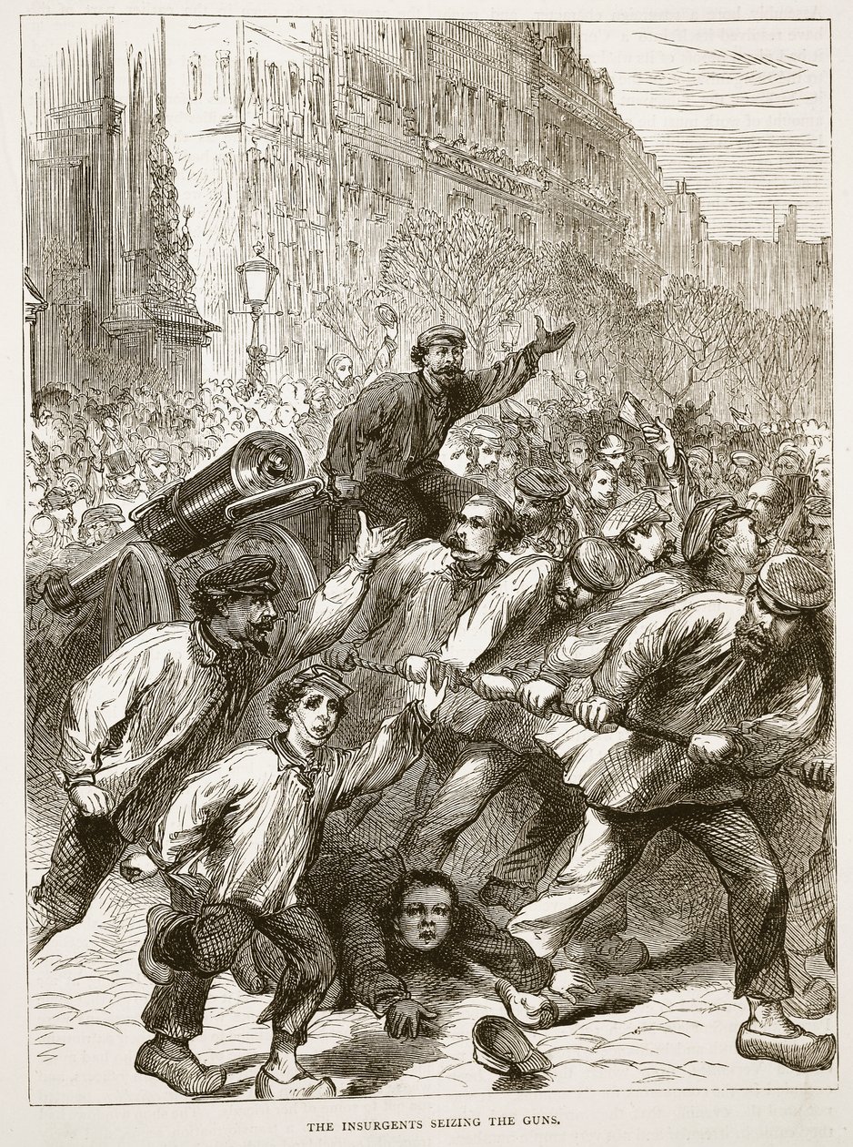 Kapinalliset takavarikoivat aseet, maaliskuu 1871, kuva Cassellsista Ranskan ja Saksan välisen sodan historia, 1870-1871 tekijältä French School