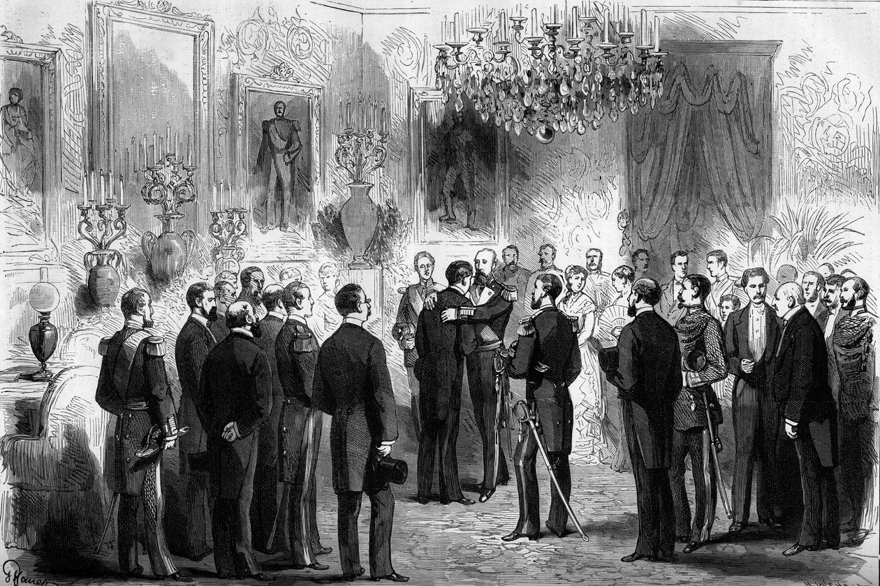 Ruotsin kuningas Oscar II (1829-1907) otti vastaan tutkimusmatkailijat Nils Adolf Erik (Eric), Baron Nordenskjold (Nordenskiold) (1832-1901) ja luutnantti Palander Tukholman kuninkaanlinnassa. Vuonna 1878 Nordenskjold siirtyi Atlantin valtamerestä Tyynelle tekijältä French School