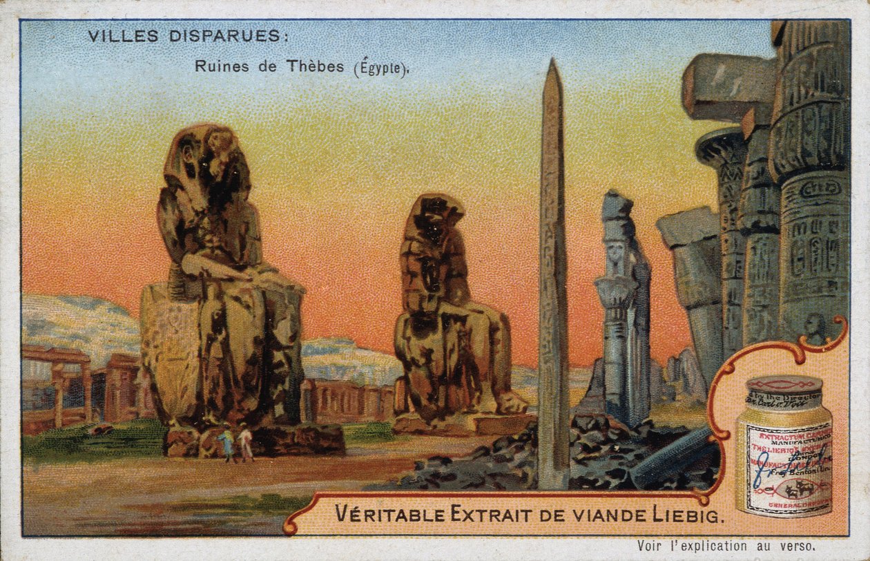 Kadonneet kaupungit: Theban rauniot (Egypti) - Liébig-mainostarra tekijältä French School