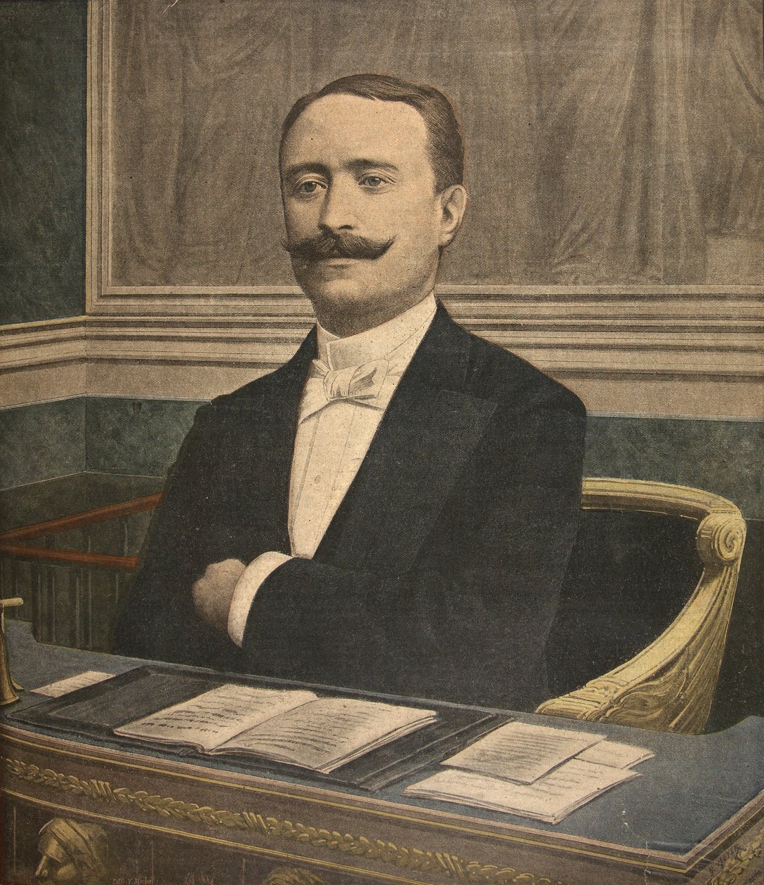 Chambre des Deputesin uusi puheenjohtaja: Paul Deschanel, kuva Le Petit Journalista: Supplement illustre, 26. kesäkuuta 1898 tekijältä French School