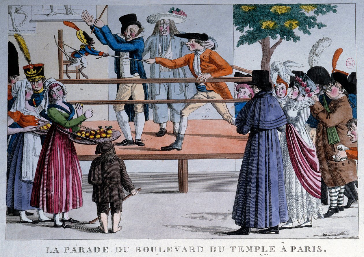 Boulevard du temple -paraati Pariisissa. Anonyymi litografia tekijältä French School