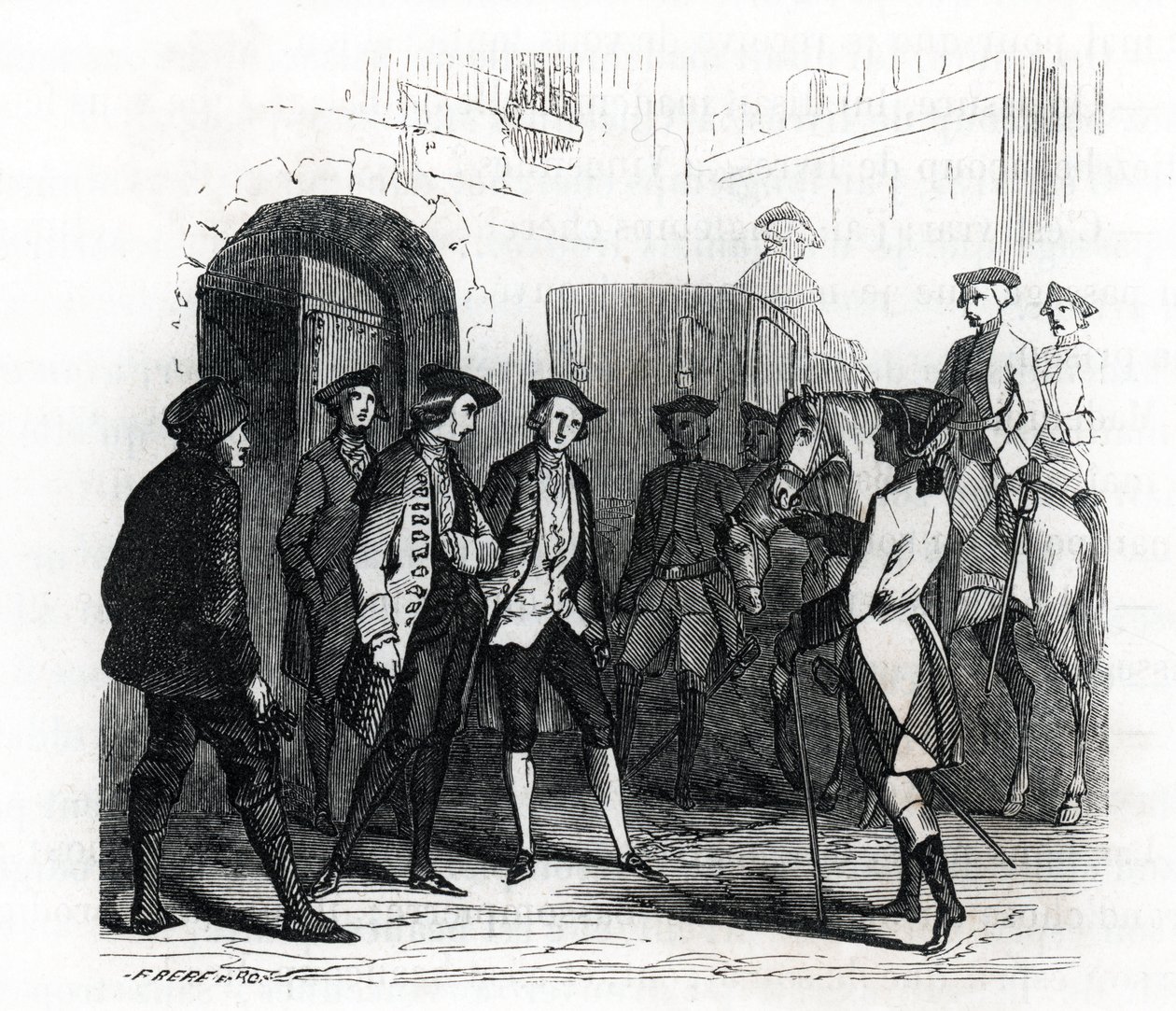 Vincennesin vangit siirrettiin Bastillen vankilaan vuonna 1784 - (kaiverrus) 1846 tekijältä French School