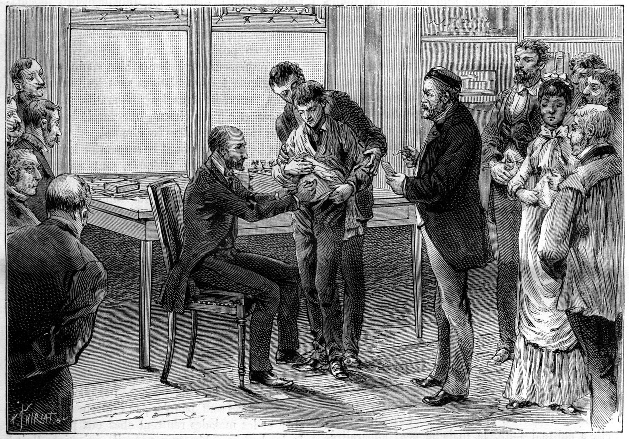 Raivotautirokotetoimenpiteet Louis Pasteurin (1822-1895) laboratoriossa C. Gilbert d