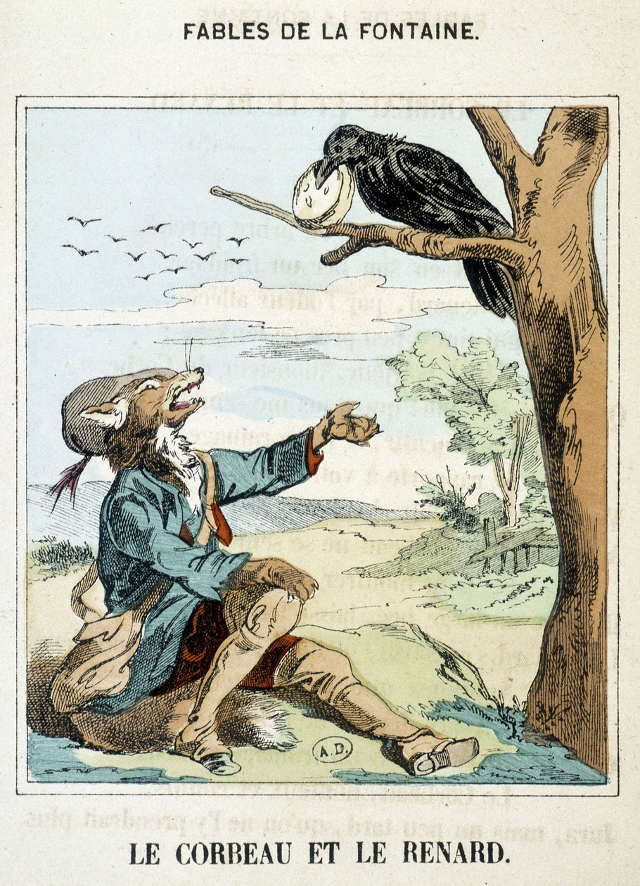 Korppi ja kettu - La Fontainen "" Fables -kirjassa". tekijältä French School