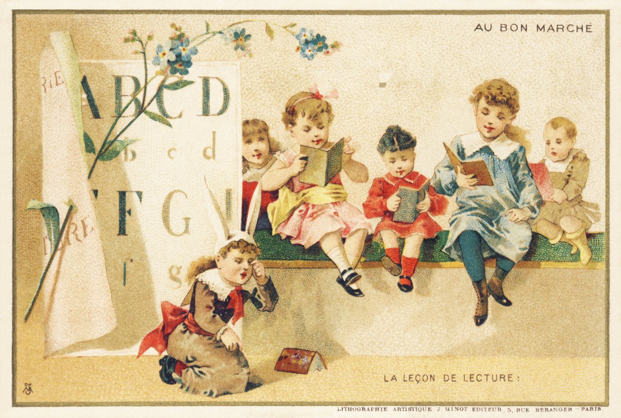 Lukutunti, Pariisi, noin 1900 (kromolitografia). tekijältä French School