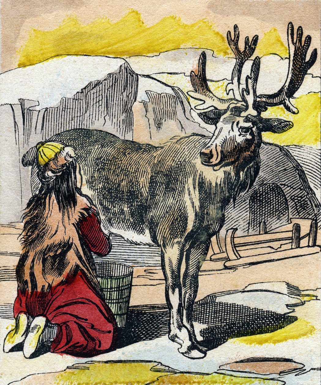 Poroa lypsätään. Kaiverrus "Buffon Alphabet des Animaux". 3. sarja N 1. Epinal, Epinal, 1800-luvun loppu. Kuvaus. 16 sivua. Mitat: 28x21cm tekijältä French School