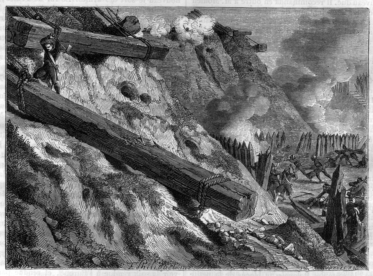 Dantzigin piiritys (nykyinen Gdansk) 19. maaliskuuta 1807 neljännen liittouman sodan aikana - Metsästäjän Francois Vallen sankarillisuus Dantzigin piirityksen aikana - teoksessa "Imperiumin historia konsulaatin historiaa seuranneessa" Adolphe Thier tekijältä French School