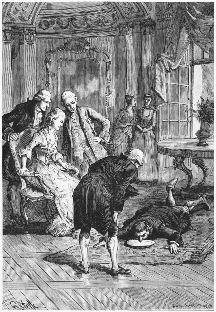 Unissakävelijä Victor ja Puysegurin markiisi Madame de Montessonsissa, Louis Figuierin (1819-94) kuvitus Les Mysteres de la Sciencesta 1886 tekijältä French School