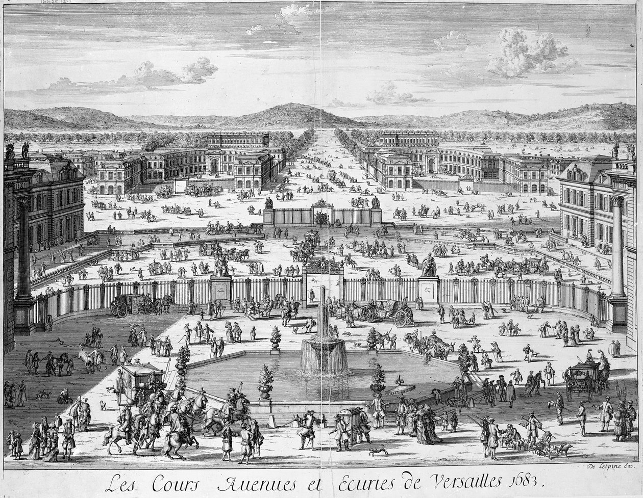 Versaillesin tallit ja portit palatsista nähtynä, 1683 tekijältä French School