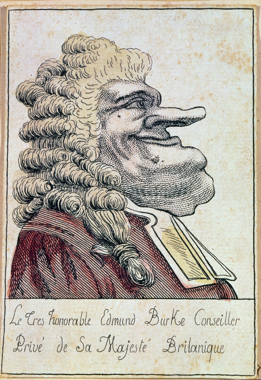 Erittäin kunniallinen Edmund Burke, Hänen Majesteettinsa yksityinen neuvonantaja, Brittiläinen kuningas, ranskalainen karikatyyri, n. 1790 tekijältä French School