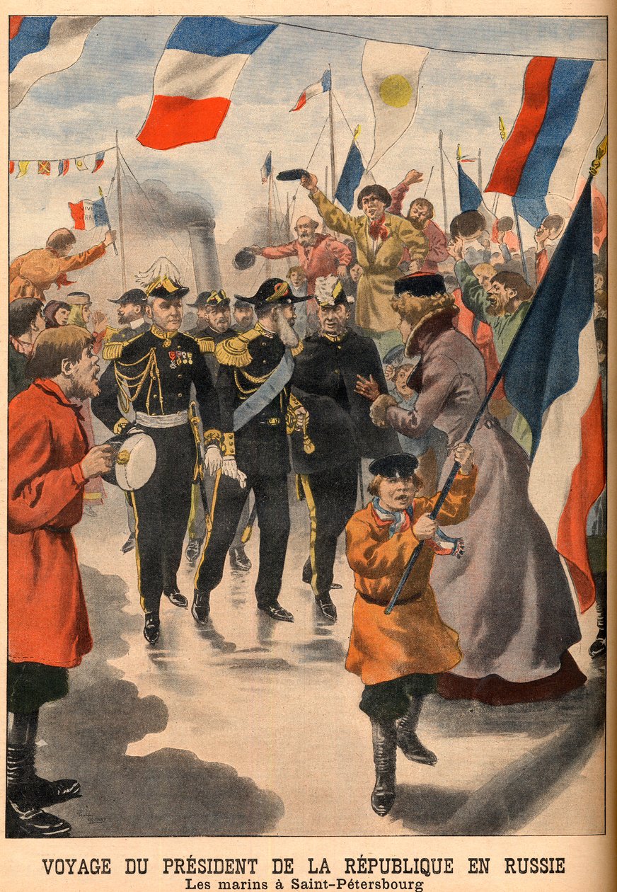 Ranskan presidentin Loubetin vierailu Venäjälle - Tasavallan presidentin Emile Loubetin matka Venäjälle. Merimiehet Pietarissa. Le Petit Journal, 8. kesäkuuta tekijältä French School