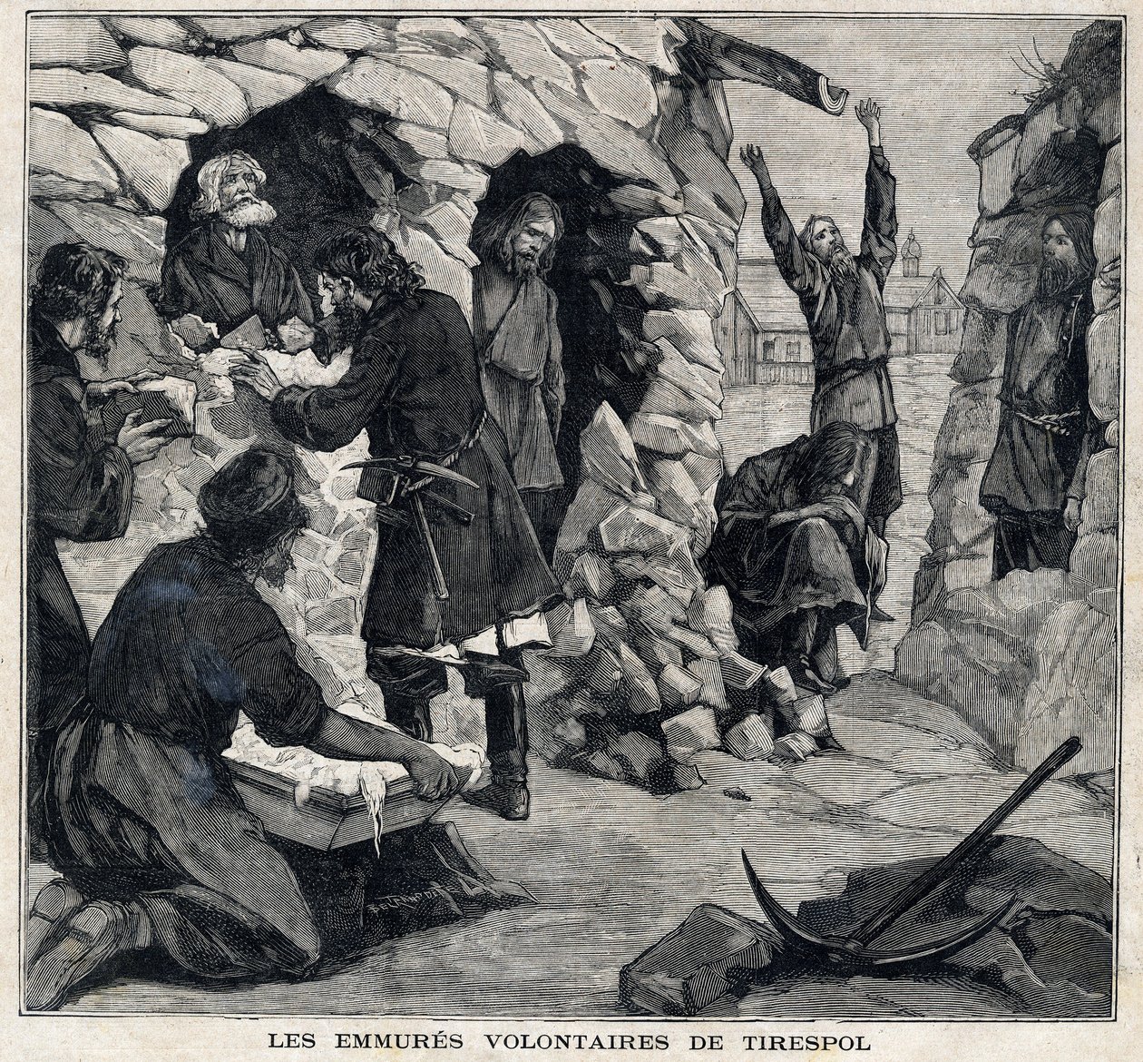 Moldovan Tiraspolin vapaaehtoiset, jotka haluavat tulla marttyyreiksi, ovat elossa. "" Le Peute Parisien" -julkaisussa 23.5.1897. Yksityinen kokoelma tekijältä French School