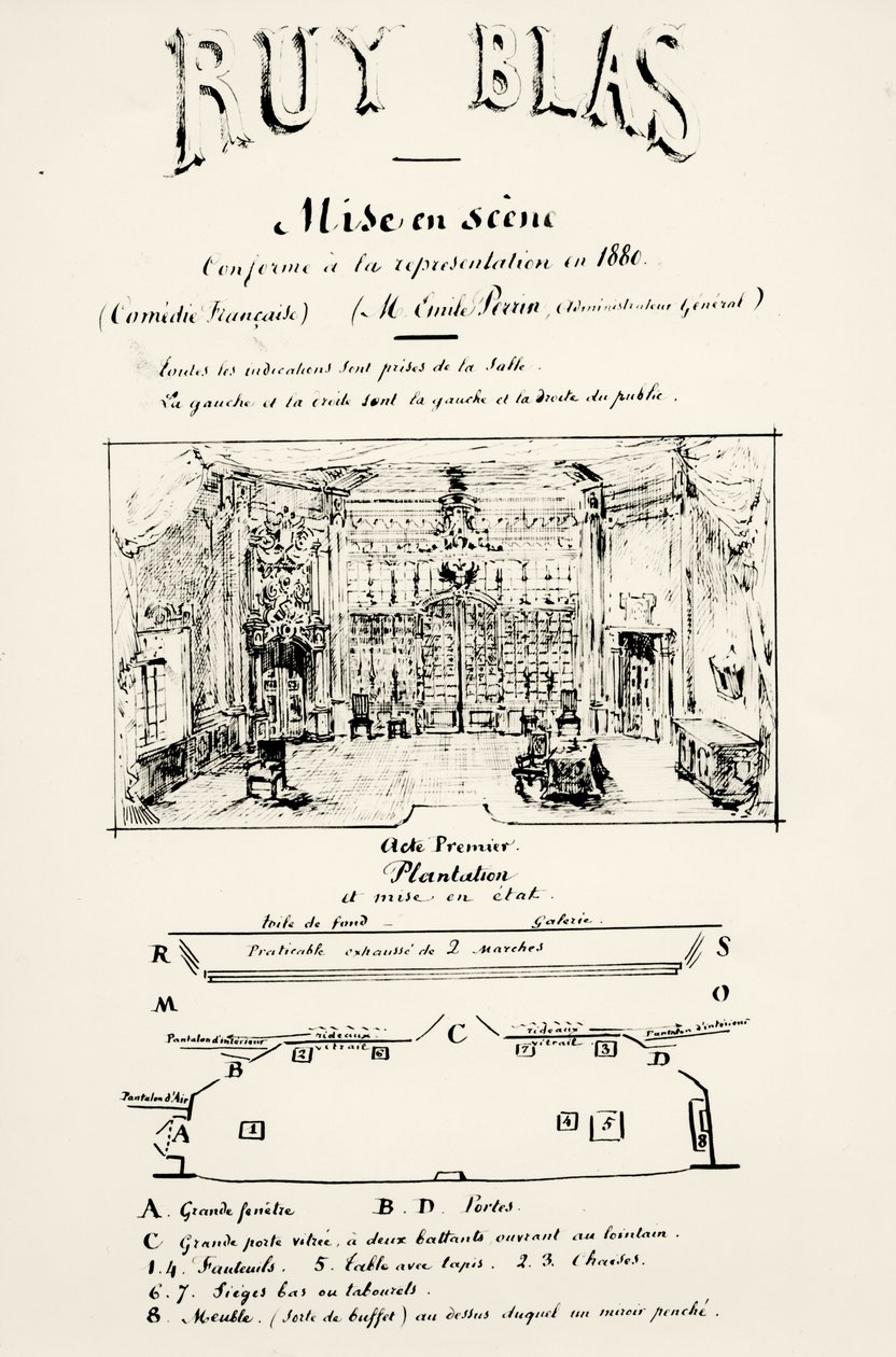 Teatteriohjelma Ruy Blasin I näytökselle (1838), Victor Hugo (1802-85), 1880 tekijältä French School