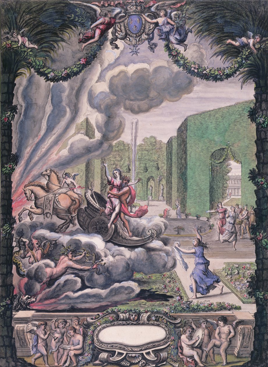 Teatterikohtaus, 1600-luvun loppu (kynä ja muste & wc paperilla) tekijältä French School