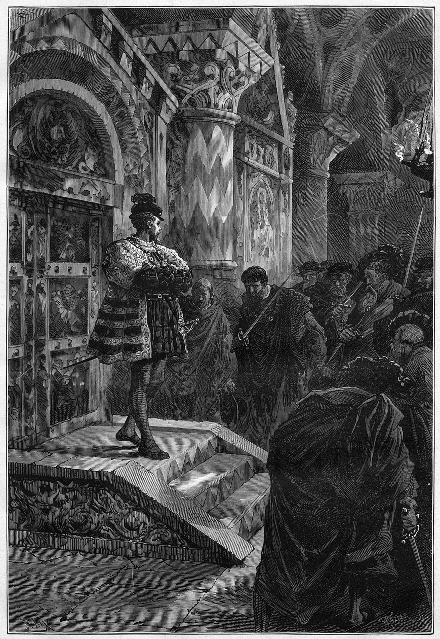 Teatteriesitys: Victor Hugon (1802-1885) ”” Hernani”, näytös IV kohtaus 4. Paris, Comedie Francaise tekijältä French School
