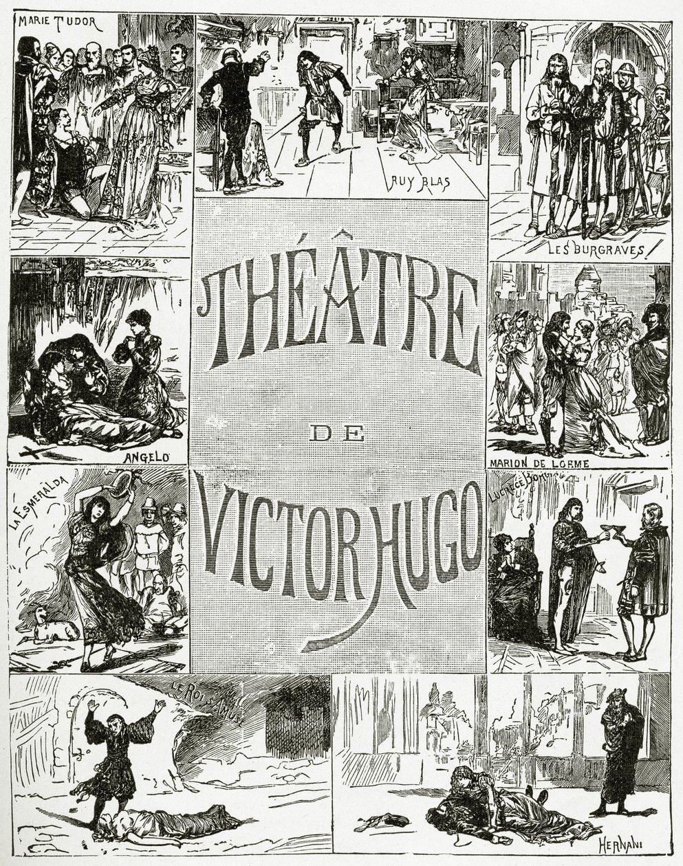 Victor Hugon teatteri, 1800-luku (bw-kaiverrus) tekijältä French School