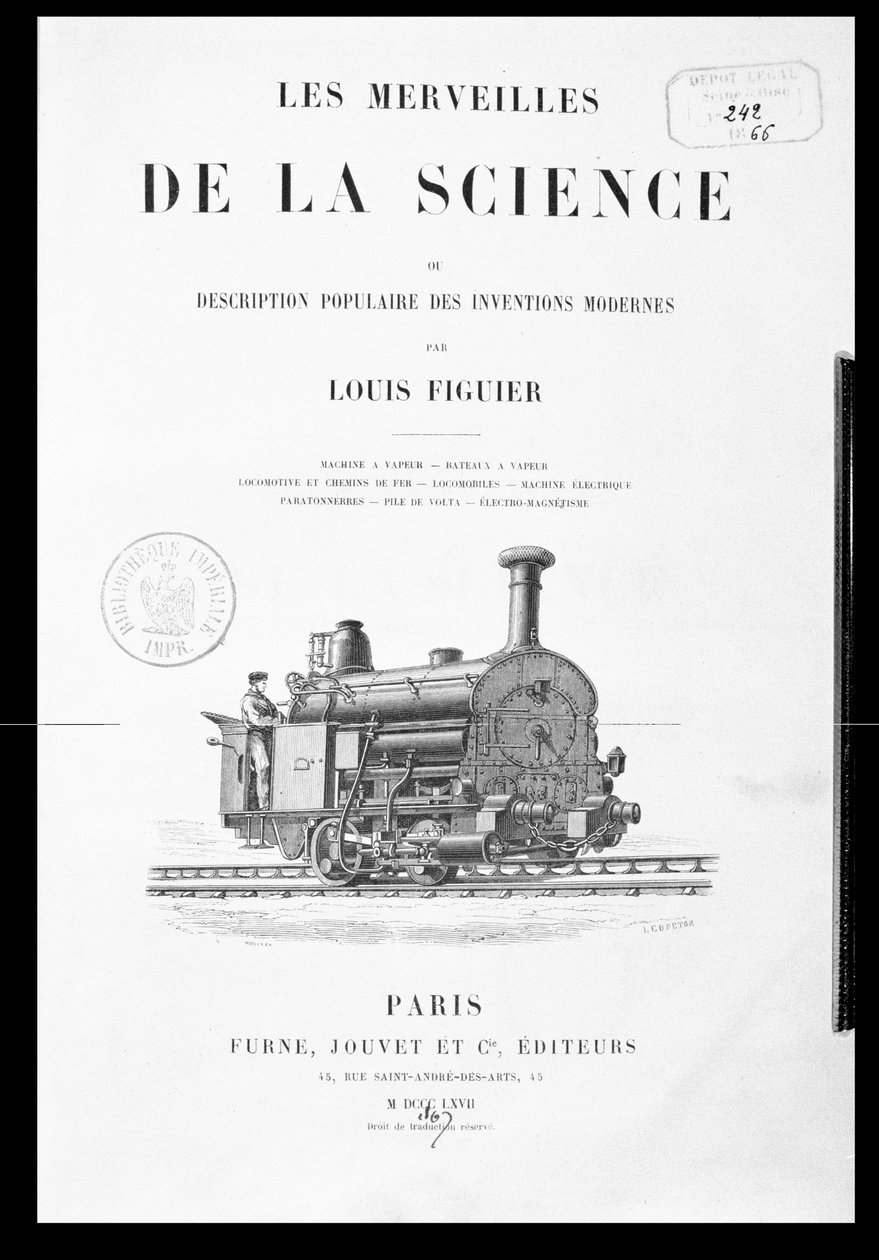 Louis Figuierin (1819-94) The Wonders of Sciencen otsikkosivu, julkaisija Furne ja Jouvet, 1867 tekijältä French School