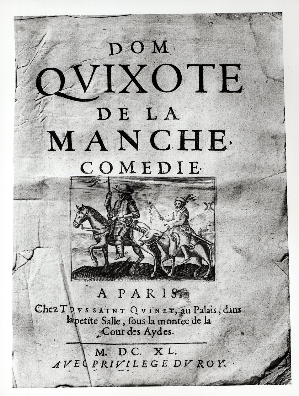 Nimisivu Guerin de Bouscalin Dom Quijote de La Manche -komediasta, 1640 tekijältä French School