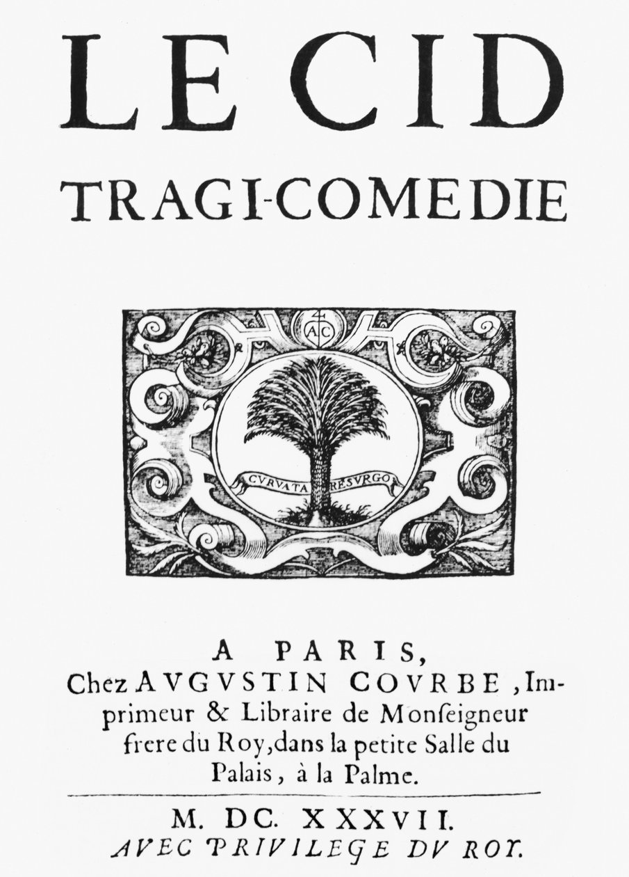 Pierre Corneillen (1606-84) Le Cid (1637) otsikkosivu, julkaistu 1637 tekijältä French School