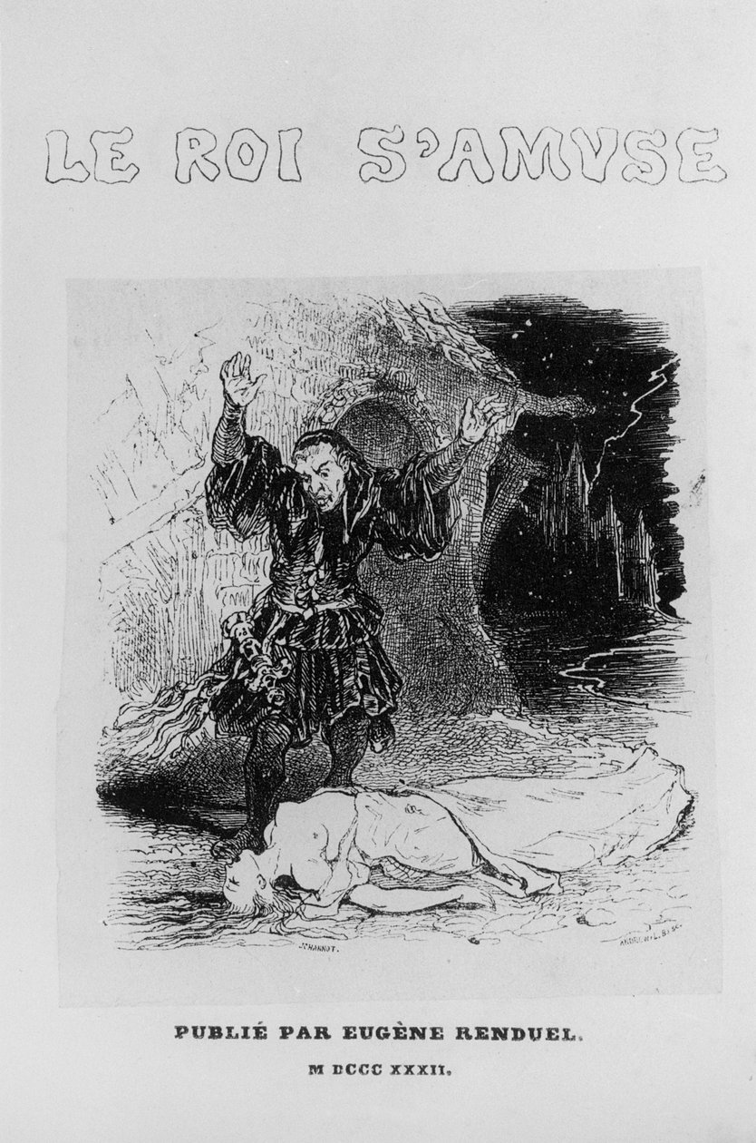 Victor Hugon (1802-85) Le Roi samuse -lehden otsikkosivu, julkaisija Eugene Renduel, 1832 tekijältä French School