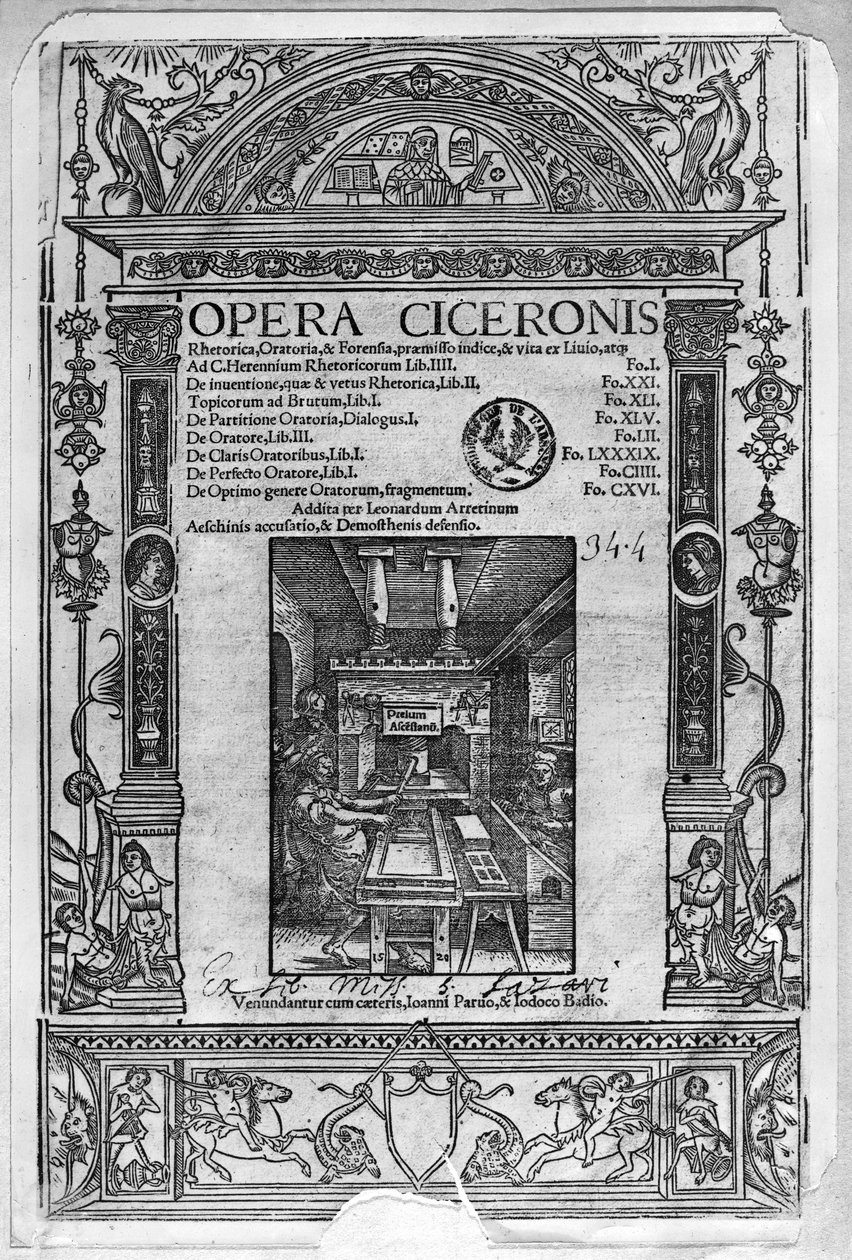 Ooppera Ciceronis, ilmestynyt 1520, otsikkosivu tekijältä French School