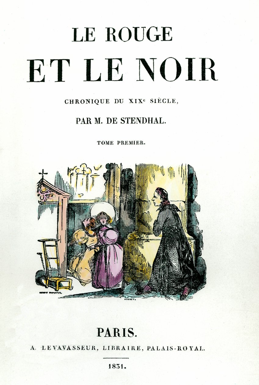 Stendhalin kirjan (1783 - 1842) "Punainen ja musta" nimisivu tekijältä French School
