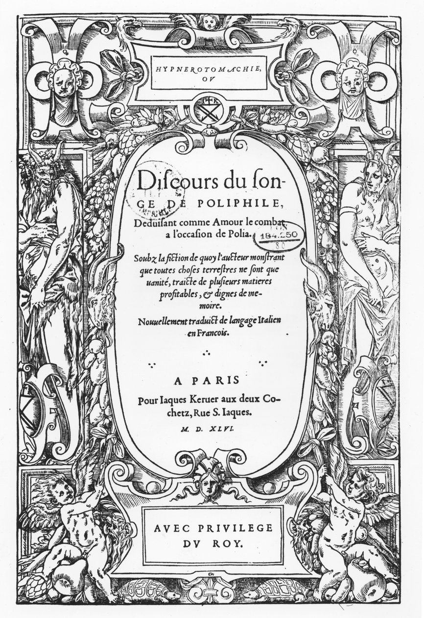 "Discourse on the Dream of Poliphile" otsikkosivu tekijältä French School