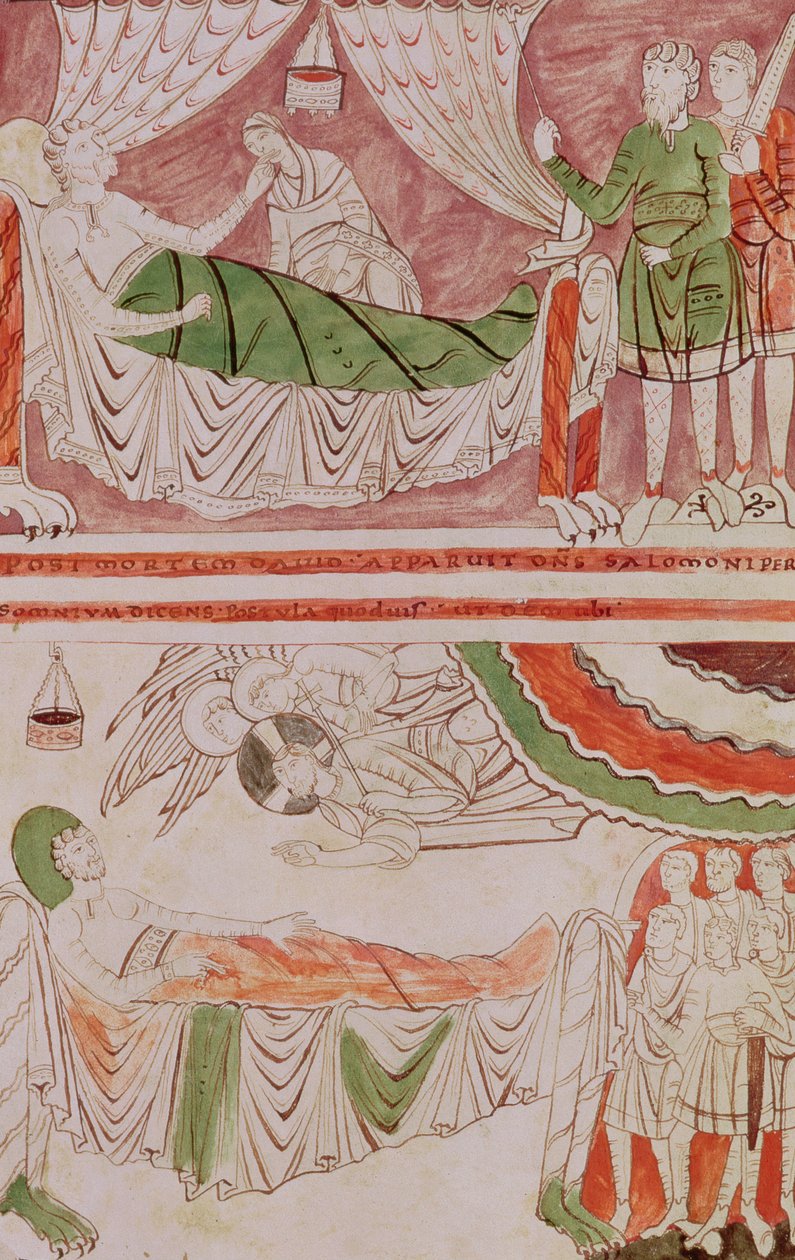 Tome 1, Ms 1589 f.128v Kuningas Daavid ja Salomon unelma, Pyhän Vaastin Raamatusta tekijältä French School