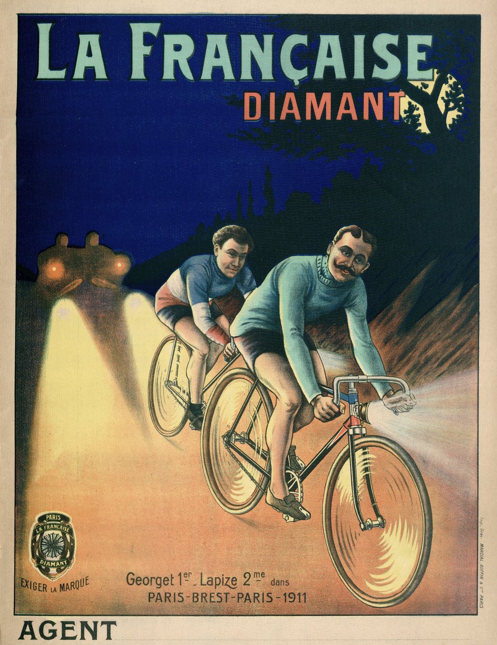 Tour de France Pyöräilyjuliste vuodelta 1911 tekijältä French School