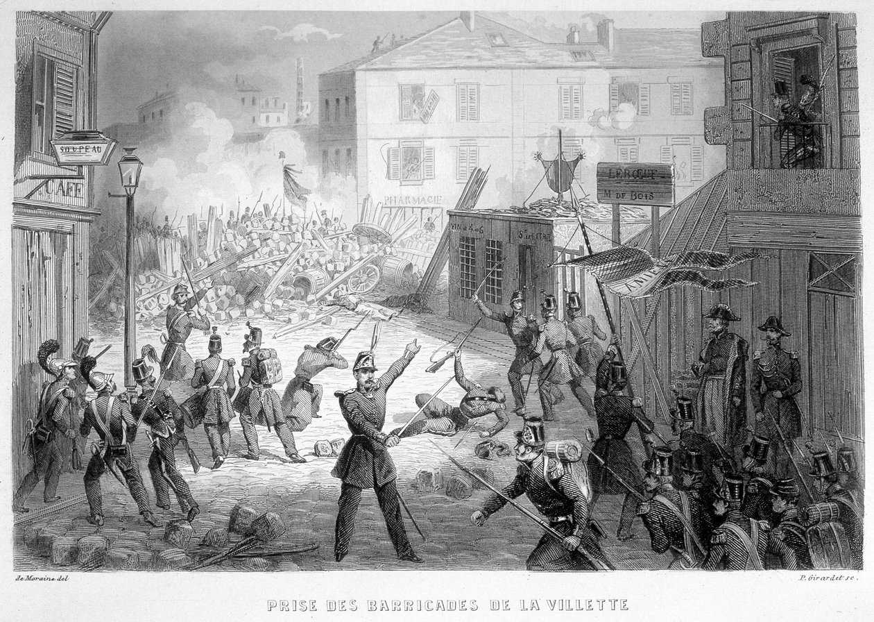 La Villetten barrikadien vangitseminen (26. kesäkuuta 1848) - "Fasttes de Gardes Nationales de Francessa" tekijältä French School