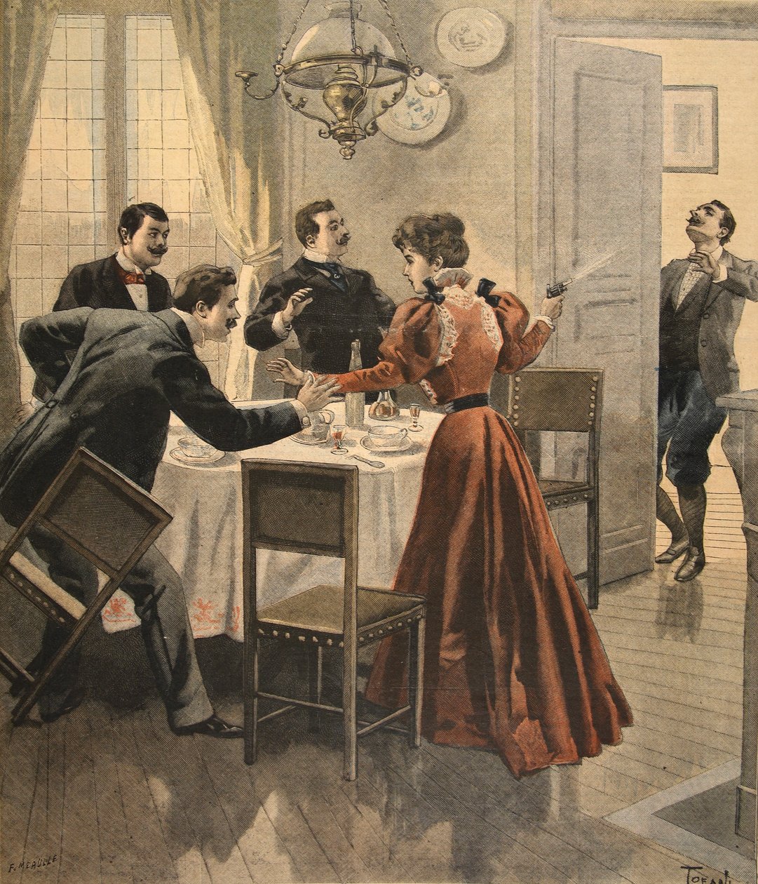 Lounaan traaginen loppu, kuva Le Petit Journalista: Supplement illustre, 18. joulukuuta 1898 tekijältä French School