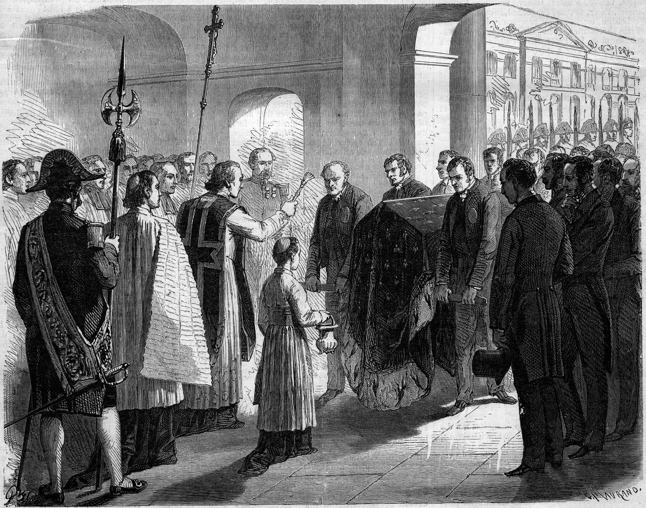 Napolin ja sitten Espanjan kuninkaan ja Napoleon I:n veljen Joseph Bonaparten (1768-1844) tuhkan siirto Pariisin Invalidien kirkolle tekijältä French School
