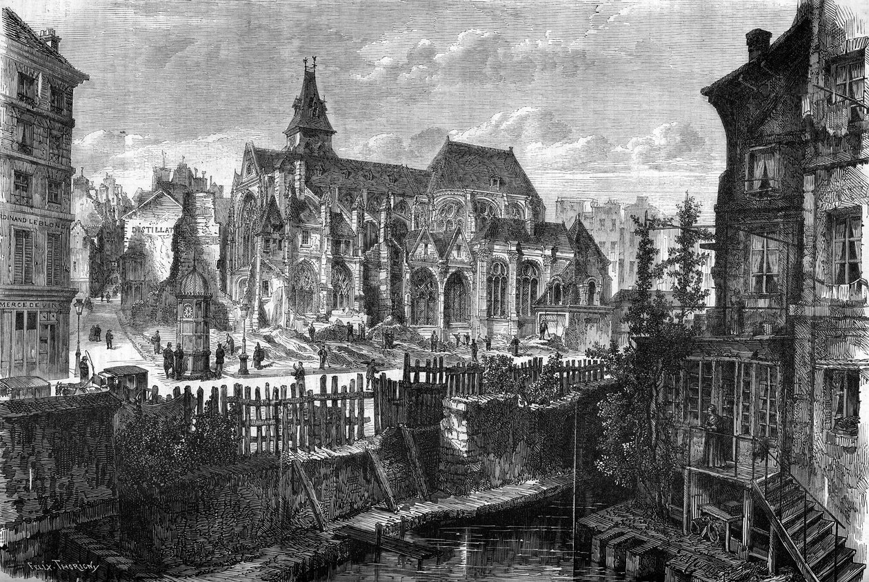 Pariisin muunnokset toisen imperiumin aikana, Haussmann-Pariisi: Pyhän Medardin kirkon tyhjennys Mouffetardin alueella tekijältä French School