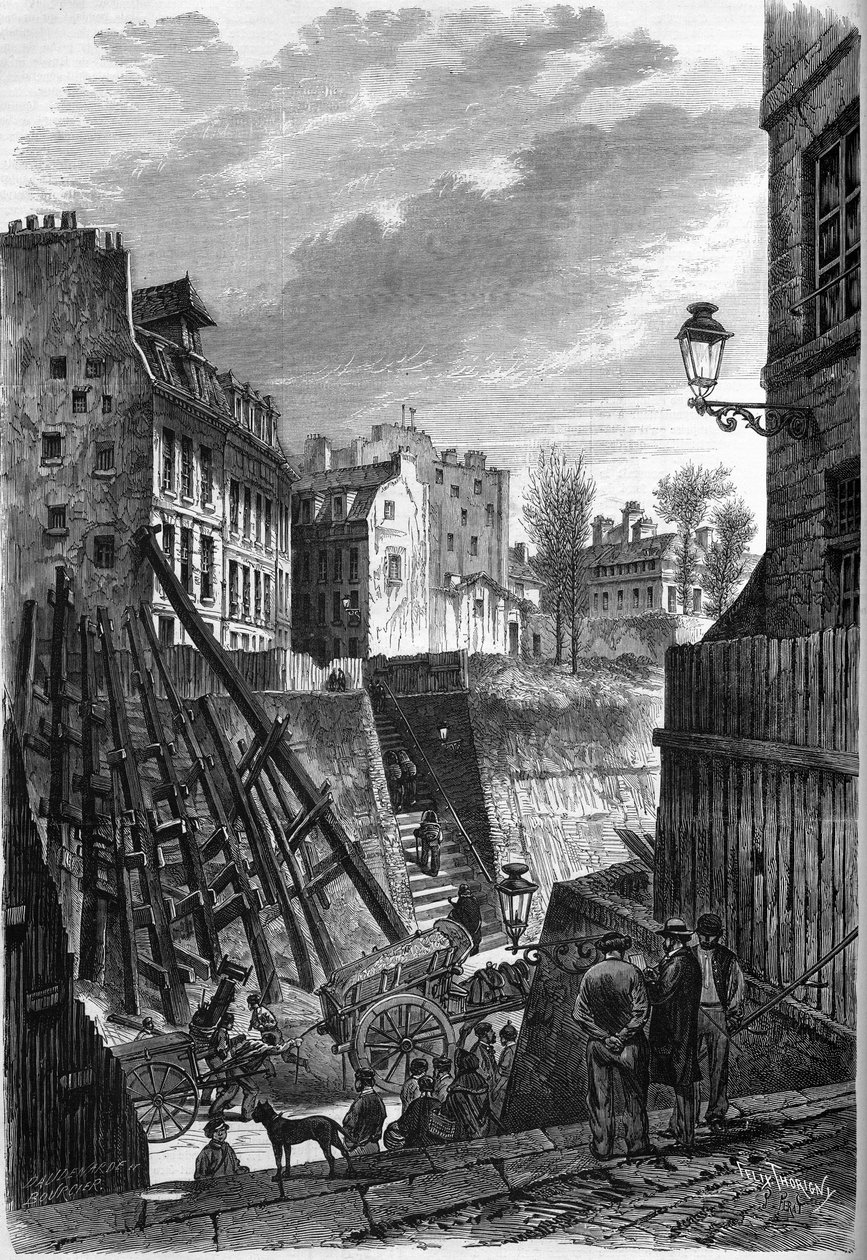 Pariisin muunnokset toisen imperiumin aikana, Haussmannian Paris: näkymä rue Rollinille sen tapaamisessa rue Mongen kanssa tekijältä French School