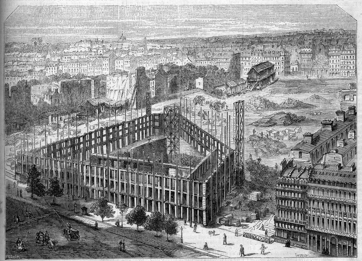 Pariisin muunnokset toisen imperiumin aikana, Paris Haussmann: Hotel de la Paixin rakentaminen ja näkymä tulevan Opera Garnierin sijaintiin Neuve des Mathurins-, Chaussee d