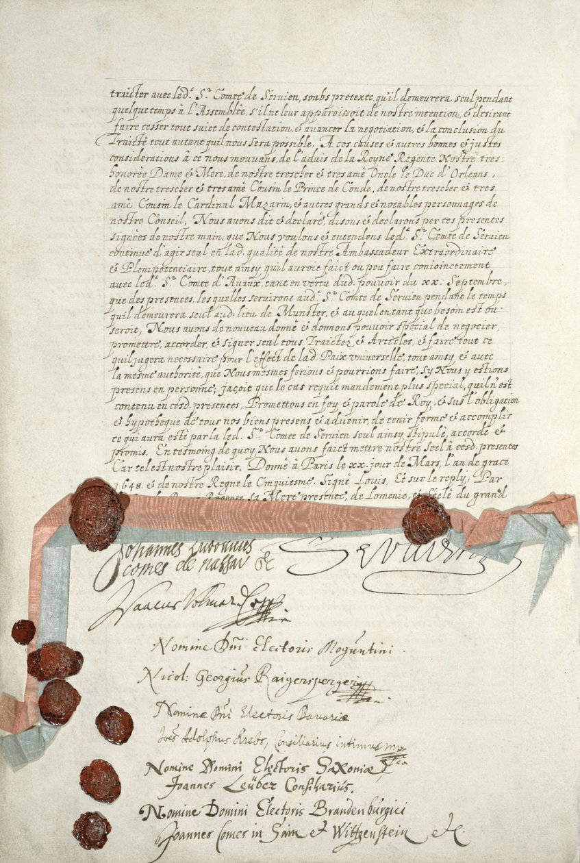 Westfalenin sopimus, allekirjoitettu Munsterissa 24. lokakuuta 1648 (katso 211403) tekijältä French School