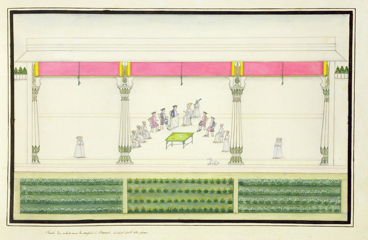 Nawabin sopimus brittien kanssa Benaresissa vuonna 1765, jossa Gentil oli läsnä vuonna 1774 julkaistusta The Gentil Albumista tekijältä French School