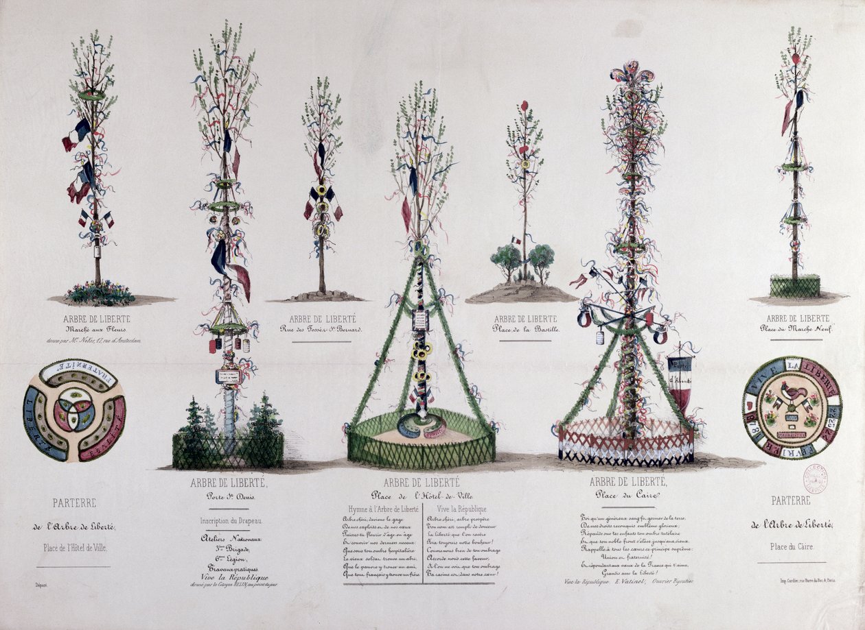 Vapaudenpuut istutettu Pariisissa vuonna 1848 (värikaiverrus) tekijältä French School