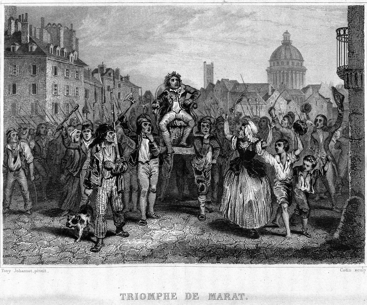 Triumph of Marat - Thiersin teoksessa Revolution francaise. 1800-luvulla tekijältä French School