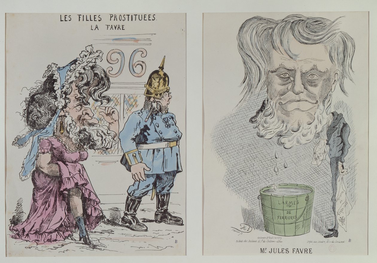 Kaksi karikatyyriä Jules Favresta (1809-80) 1870-71 tekijältä French School