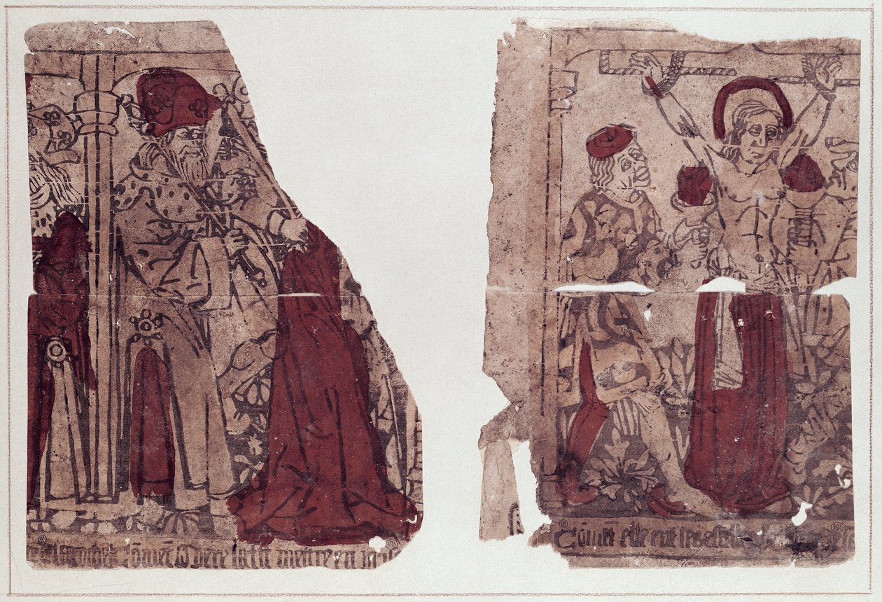 Kaksi kohtausta Pyhän Reginan marttyyrikuolemasta (d.c.286) (ksylografia) tekijältä French School