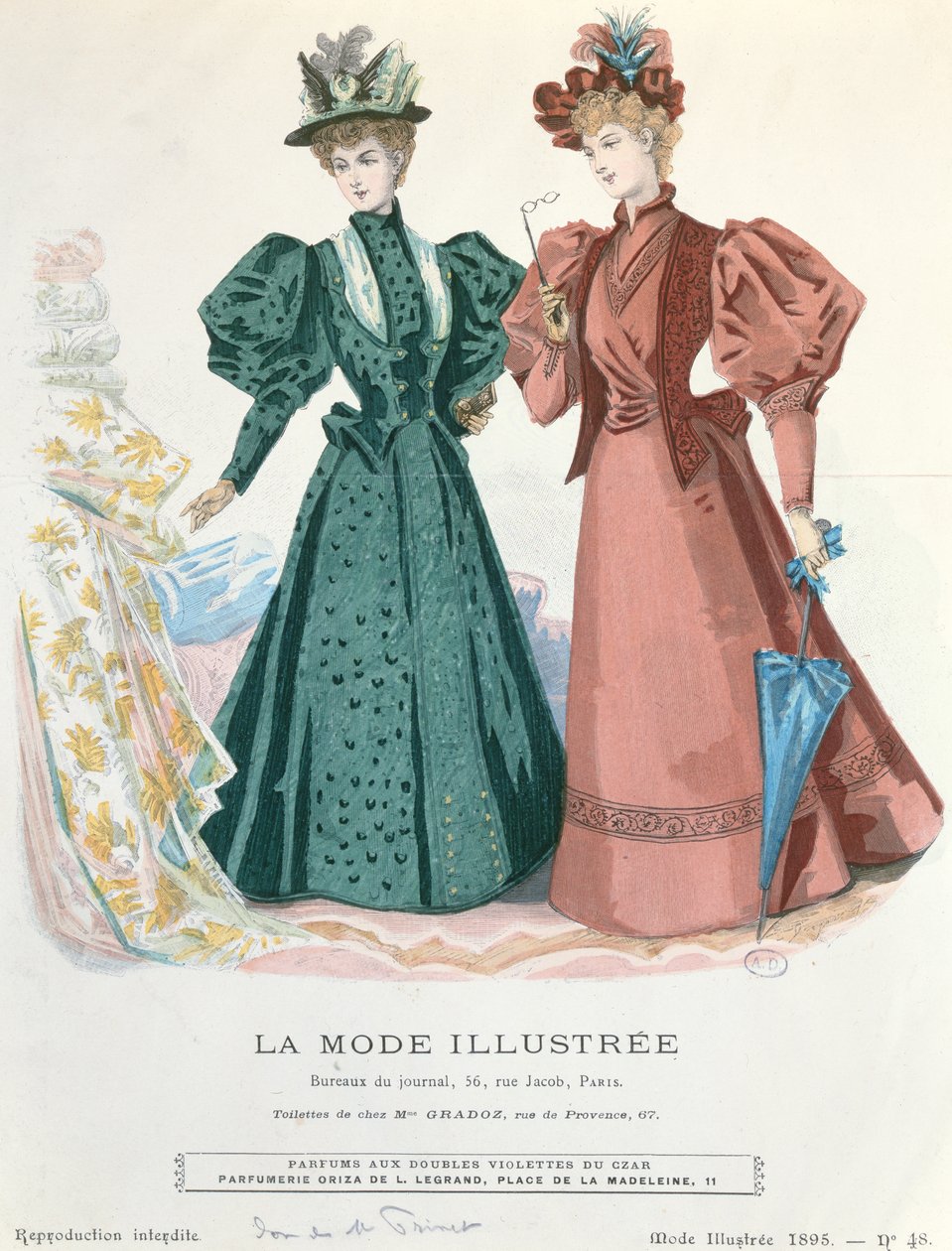 Kaksi naista, La Mode Illustrée, 1895 tekijältä French School
