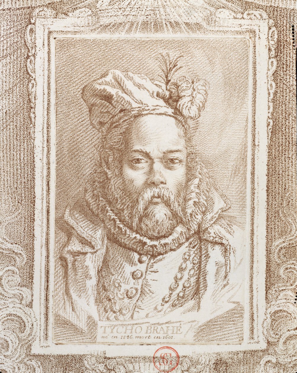 Tycho Brahe (1546-1601), kuvitus Alexandre Saverienin (1720-1805) Histoire des Mathematiciensista, julkaistu Pariisissa, 1766 tekijältä French School